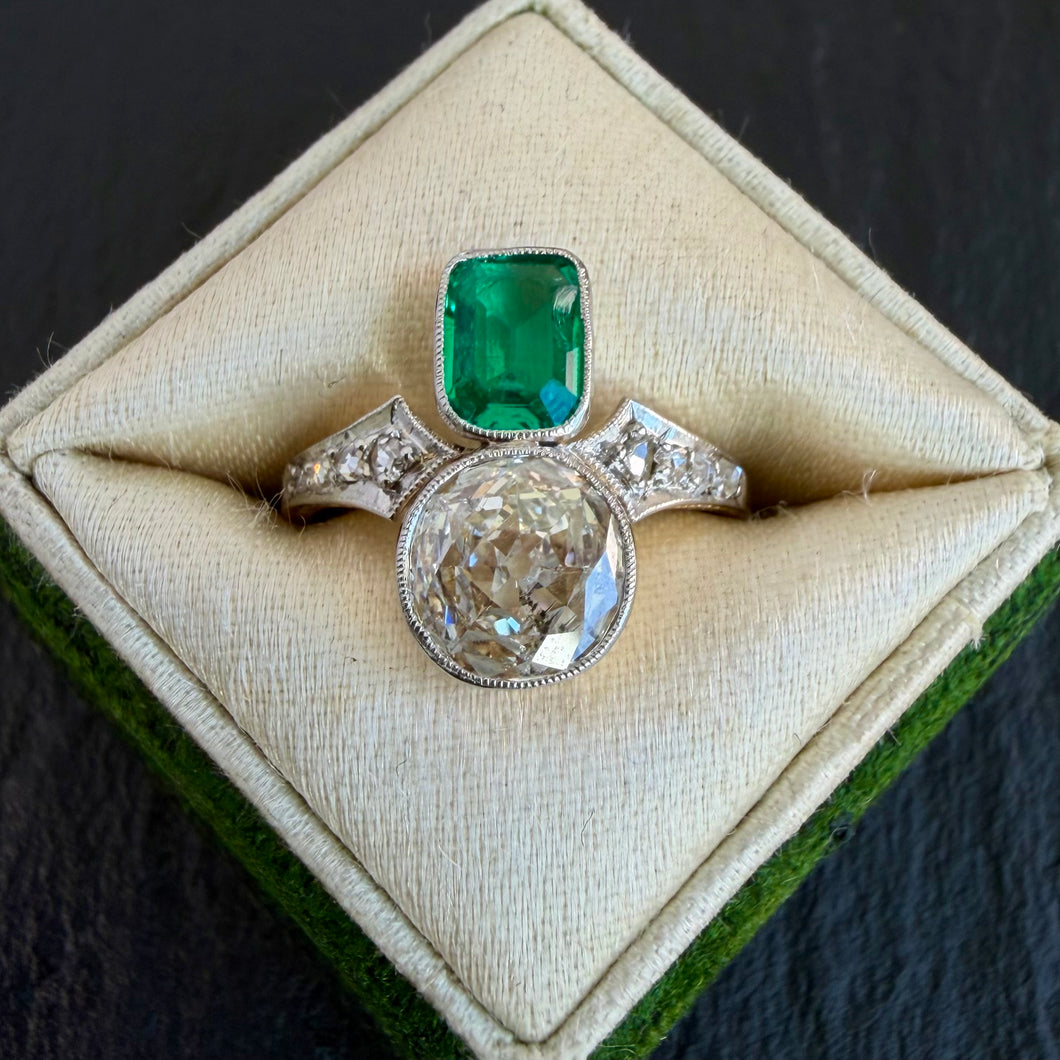 Emerald & Diamond “Toi et Moi” Ring
