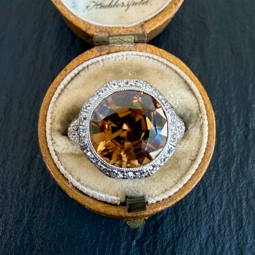 Art Deco Zircon & Diamond Ring