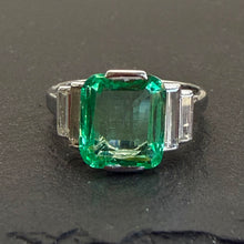 Load image into Gallery viewer, Art Deco Emerald &amp; Diamond Ring
