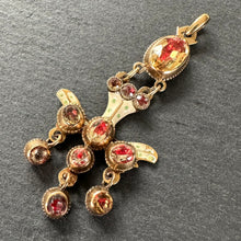 Load image into Gallery viewer, Foiled Citrine and Enamel Saint Esprit Pendant
