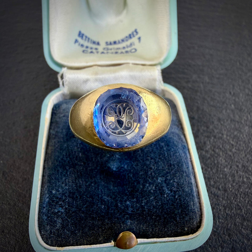 Sapphire Intaglio Ring