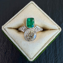 Load image into Gallery viewer, Emerald &amp; Diamond “Toi et Moi” Ring
