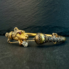 Load image into Gallery viewer, Etruscan Revival 15k gold Jaguar/Panther Bangle
