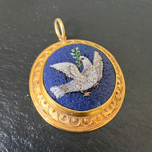 Micro Mosaic “Dove with Olive Branch” Brooch