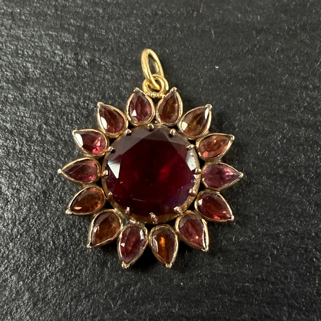 Garnet Flower Pendant