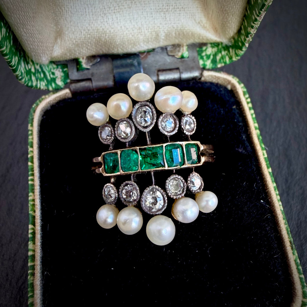 Reserved - Emerald And Pearl Ring