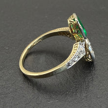 Load image into Gallery viewer, Emerald &amp; Diamond “Toi et Moi” Ring
