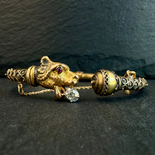 Load image into Gallery viewer, Etruscan Revival 15k gold Jaguar/Panther Bangle
