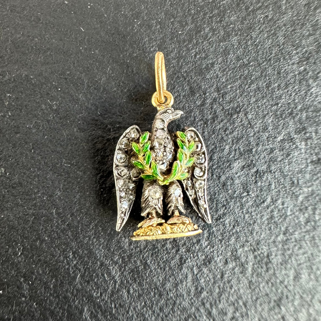 Rose Cut Diamond Eagle Pendant