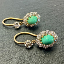 Load image into Gallery viewer, Turquoise And Diamond Earrings
