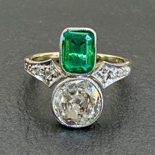 Load image into Gallery viewer, Emerald &amp; Diamond “Toi et Moi” Ring
