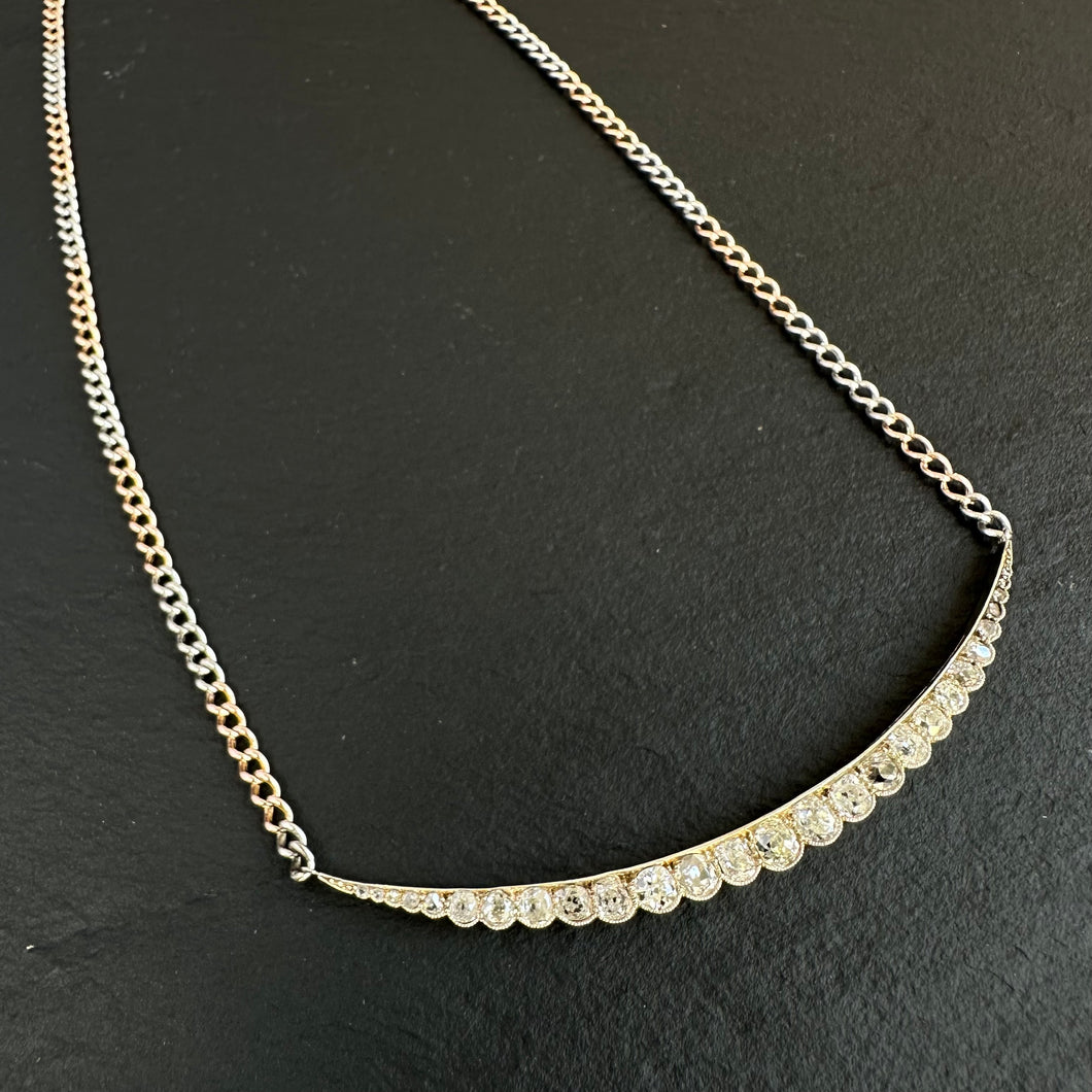 Long Diamond Crescent Necklace