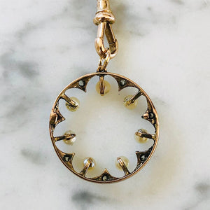 Diamond and Pearl Circle Pendant