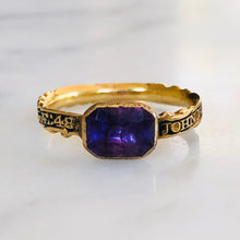Load image into Gallery viewer, Amethyst and Black Enamel Mourning Ring
