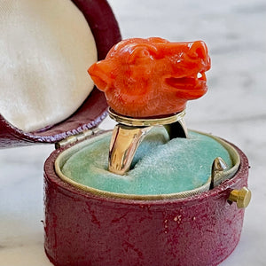 ON HOLD Carved Coral Dog Ring