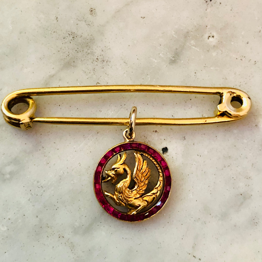 French Ruby Encrusted Dragon Charm