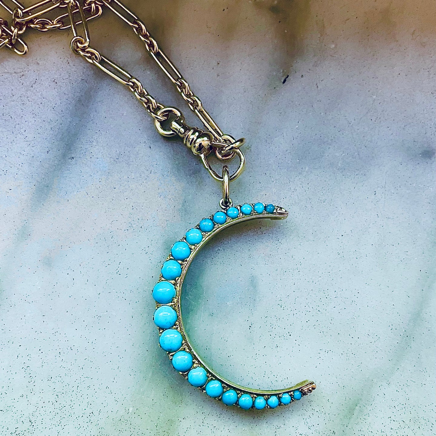 Pending sale Turquoise Crescent Moon Pendant