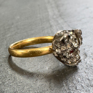 Bespoke Antique Gold and Diamond Bulldog Ring