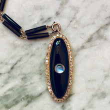 Load image into Gallery viewer, Onyx and Diamond Pendant with Central Moonstone
