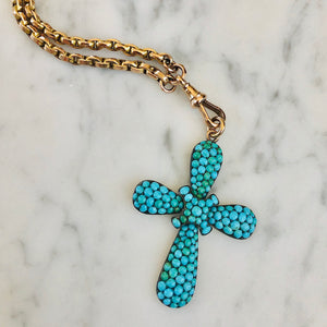 Pave Turquoise Cross Pendant