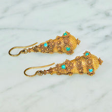 Load image into Gallery viewer, Gold and Turquoise Cannetille Earrings
