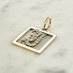 Enamel & Diamond “J” Pendant