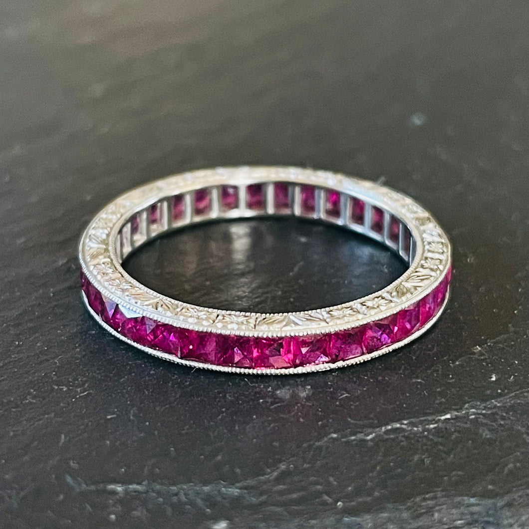 Art Deco Ruby Eternity Band