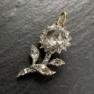 Rose Cut Diamond Flower Pendant