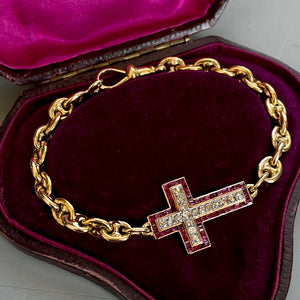 Bespoke Ruby & Diamond Cross Bracelet