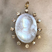 Load image into Gallery viewer, RESERVED Moonstone and Diamond Cameo Pendant
