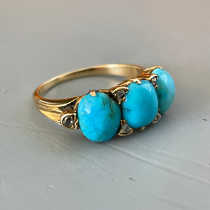 RESERVED Turquoise Three Stone Ring