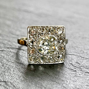 French Diamond Plaque Ring