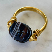 Load image into Gallery viewer, RESERVED Banded Agate Scarab Ring
