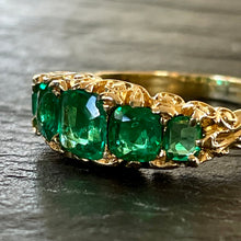 Load image into Gallery viewer, Pending Sale - Colombian Emerald Five Stone Ring
