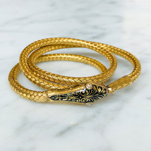 RESERVED Gold and Enamel Snake Necklace