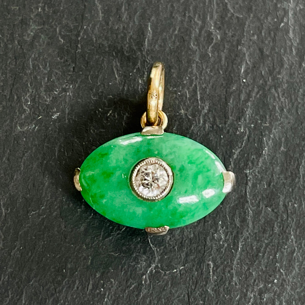 Bespoke Apple Jade & Diamond “Evil Eye” Pendant