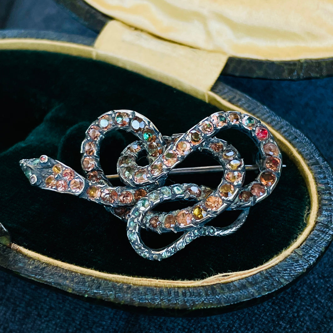 Rock Crystal Snake Brooch