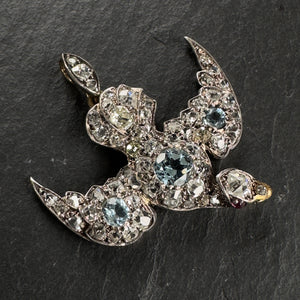 Aquamarine & Diamond Bird Pendant