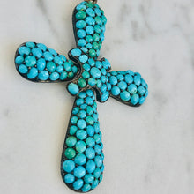 Load image into Gallery viewer, Pave Turquoise Cross Pendant
