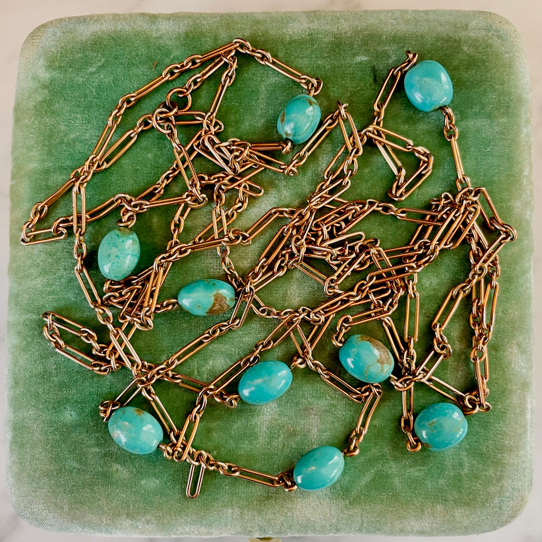 ON HOLD Long Turquoise Chain Necklace