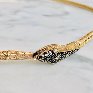 RESERVED Gold and Enamel Snake Necklace