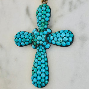 Pave Turquoise Cross Pendant