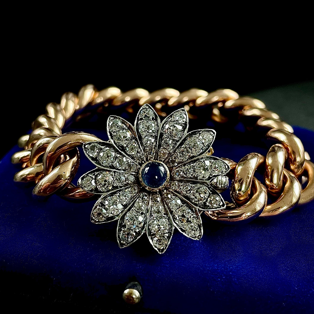 ROCKS Bespoke ~ Diamond & Sapphire Flower Bracelet