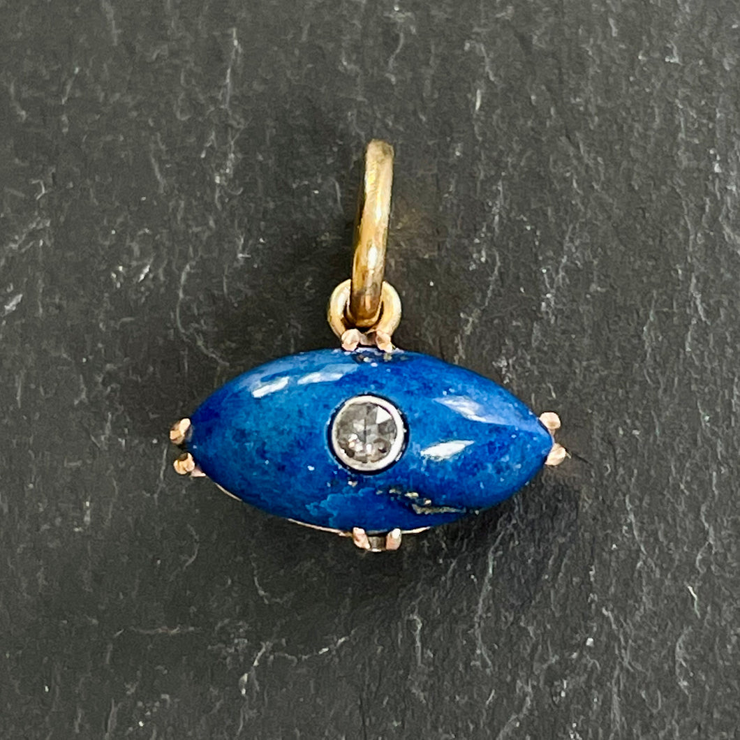 ROCKS Bespoke ~ Lapis & Diamond “Evil Eye” Pendant