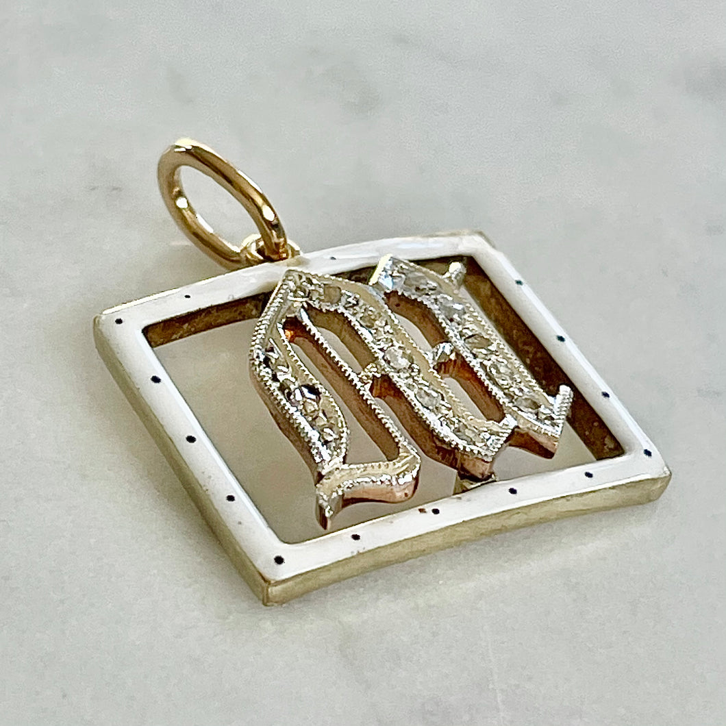 Enamel & Diamond “M” Pendant