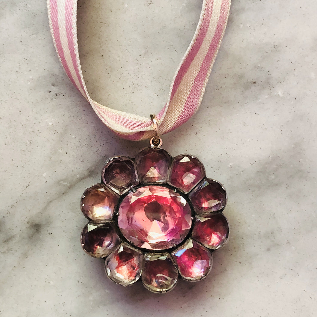 Pink Foiled Rock Crystal Pendant