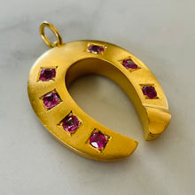 Load image into Gallery viewer, Pink Sapphire Horseshoe Pendant
