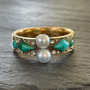 French Turquoise & Pearl Ring