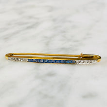 Load image into Gallery viewer, Sapphire &amp; Diamond Safety Pin Brooch
