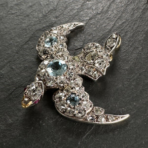 Diamond & Blue Topaz Bird Pendant